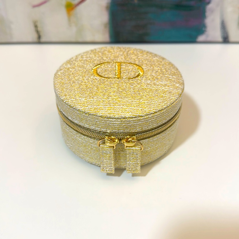 NWOT Dior beauty gold tone jewelry case